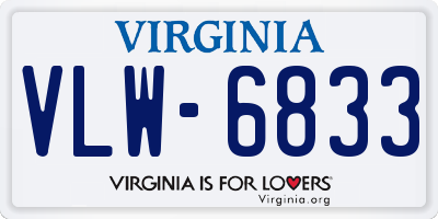 VA license plate VLW6833