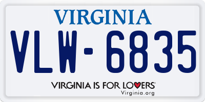 VA license plate VLW6835