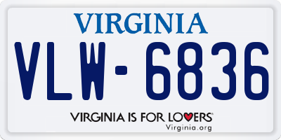 VA license plate VLW6836