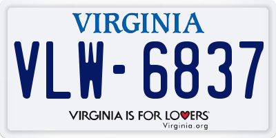 VA license plate VLW6837