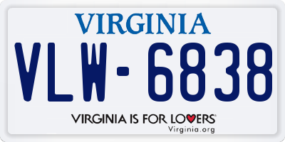 VA license plate VLW6838