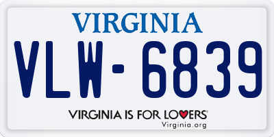 VA license plate VLW6839