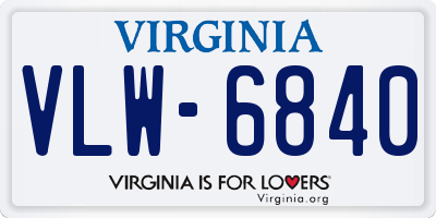 VA license plate VLW6840