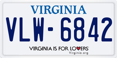 VA license plate VLW6842