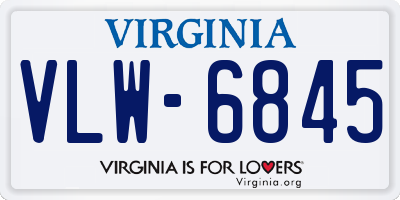 VA license plate VLW6845