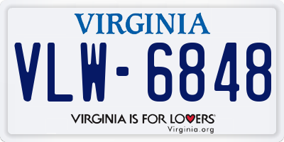 VA license plate VLW6848