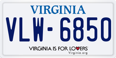 VA license plate VLW6850