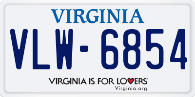 VA license plate VLW6854