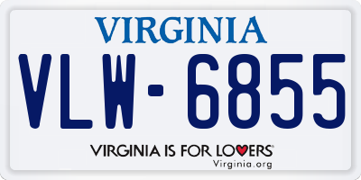 VA license plate VLW6855