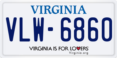 VA license plate VLW6860