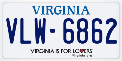 VA license plate VLW6862