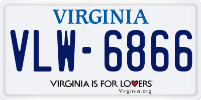 VA license plate VLW6866