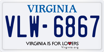 VA license plate VLW6867