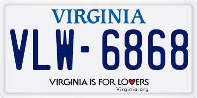 VA license plate VLW6868