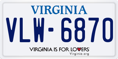 VA license plate VLW6870