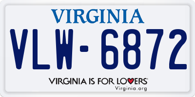 VA license plate VLW6872