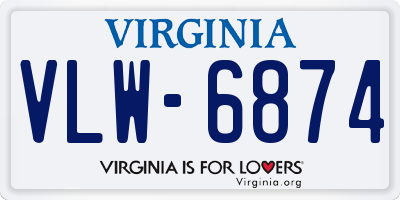 VA license plate VLW6874