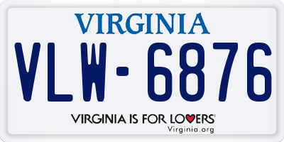 VA license plate VLW6876