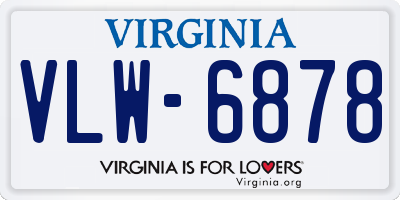 VA license plate VLW6878