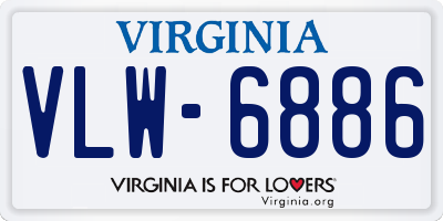 VA license plate VLW6886