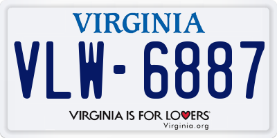 VA license plate VLW6887