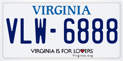 VA license plate VLW6888