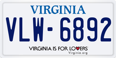 VA license plate VLW6892