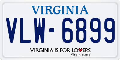 VA license plate VLW6899