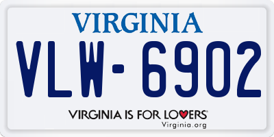 VA license plate VLW6902