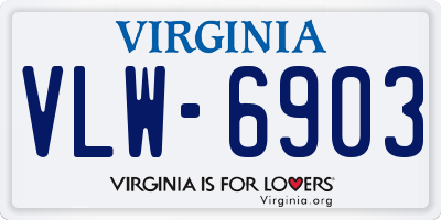 VA license plate VLW6903