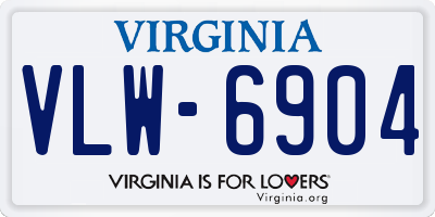 VA license plate VLW6904