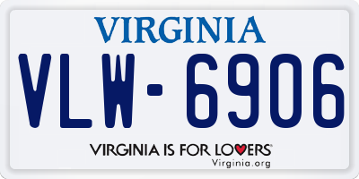 VA license plate VLW6906