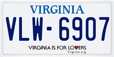 VA license plate VLW6907