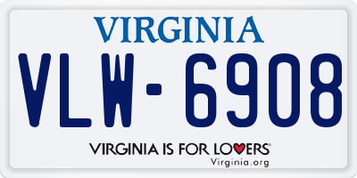 VA license plate VLW6908