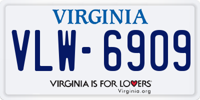 VA license plate VLW6909