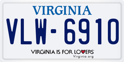 VA license plate VLW6910