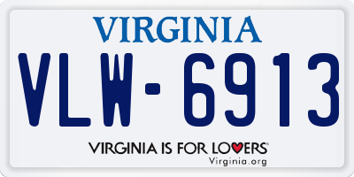 VA license plate VLW6913