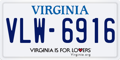 VA license plate VLW6916