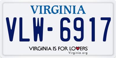 VA license plate VLW6917