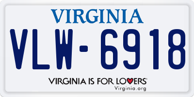 VA license plate VLW6918