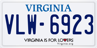 VA license plate VLW6923