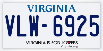 VA license plate VLW6925