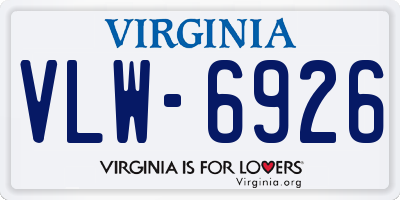 VA license plate VLW6926