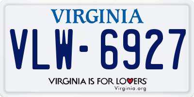 VA license plate VLW6927