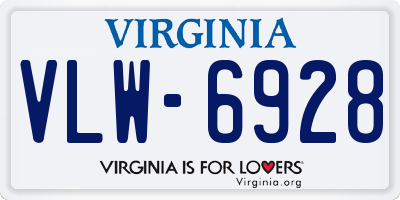 VA license plate VLW6928