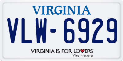 VA license plate VLW6929