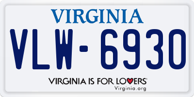 VA license plate VLW6930