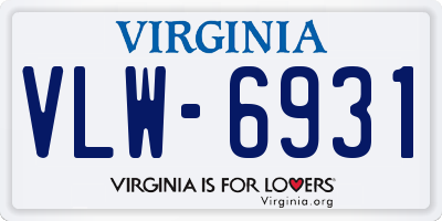 VA license plate VLW6931