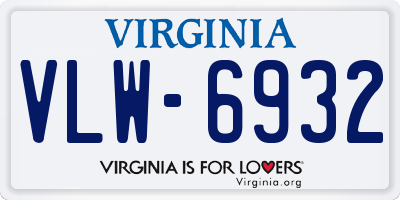 VA license plate VLW6932