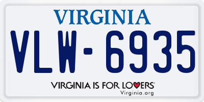 VA license plate VLW6935